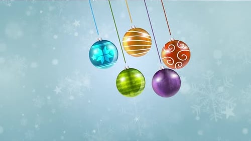 Festive Swinging Christmas Ornaments and Snowflakes Animation