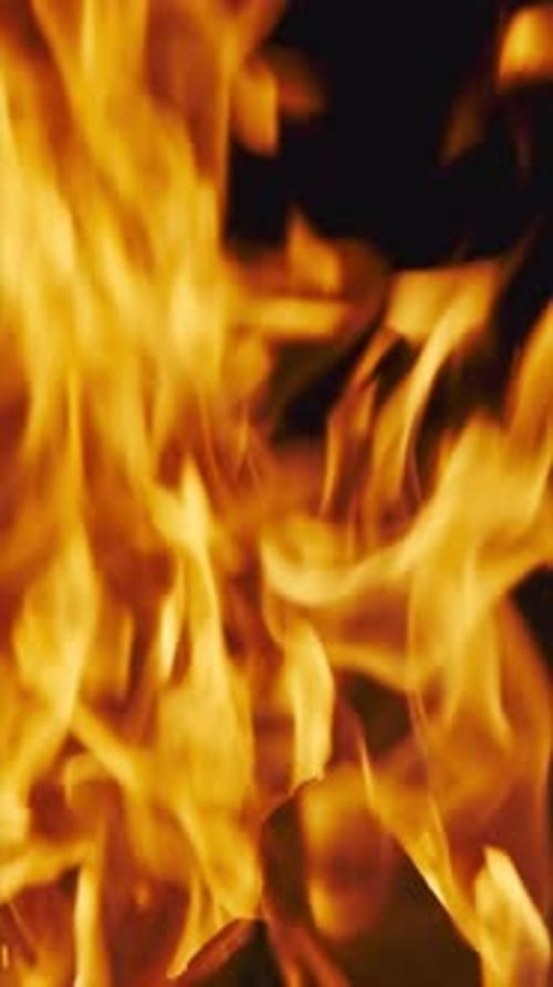 Dynamic Orange Flames Flicker in Vertical Format
