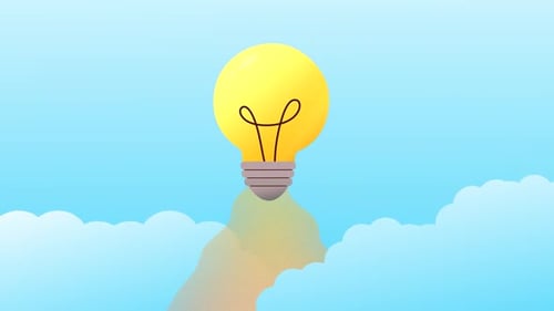 light bulb in the sky innovative startup launch animation