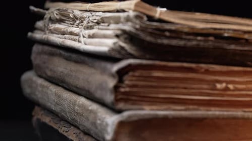 Aged Book Spines In Macro Vintage Texture Timeworn Details Frayed Edges Pages