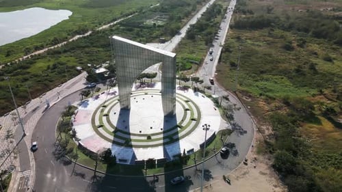 Shark fin monument in Barranquilla, Colombia