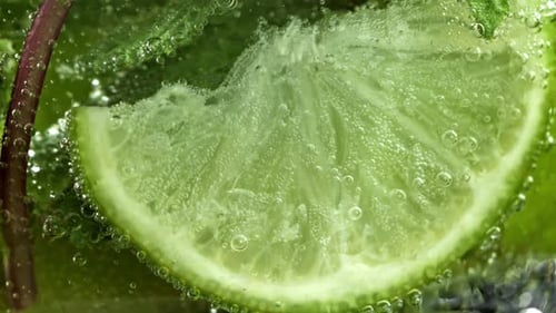 Lime Slices and Mint in Sparkling Water