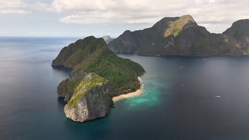 Helicopter Island Aerial View of Rugged Coastline and Turquoise Waters