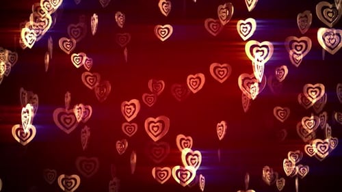 Golden Valentines On Red Background