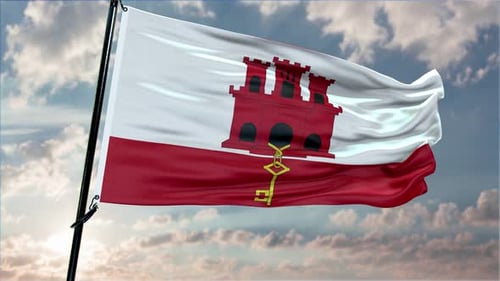 Realistic Gibraltar Flag Waving Seamless Loop Animation