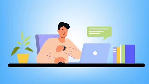 Büroarbeit mit Zeitmanagement-Animation 4K auf Alpha