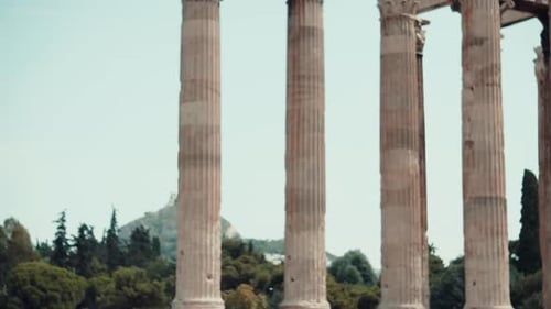 Ancient Greek temple in Athens, Greece during summertime