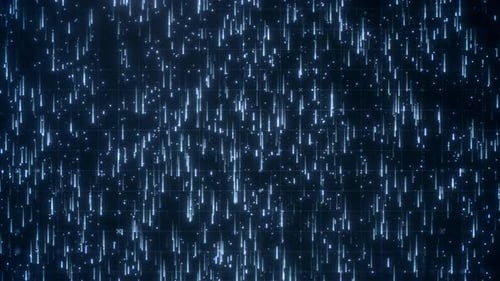 Futuristic Digital Data Rain Animation – Blue Cyber Code Falling Matrix Background Loop
