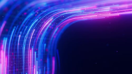 Closeup of Big Data Light Speed Flow Turn Abstract Digital Data Stream of Quantum Computing