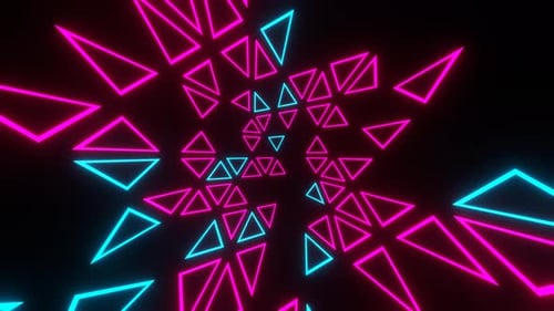Cyan And Pink Triangular Moving Stroboscope Background Vj Loop In 4K