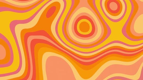 Retro Flat Wave Background Loop Yellow Orange
