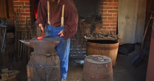 Mount Vernon, Virginia / USA - November 13, 2019: Old Fashioned Blacksmith