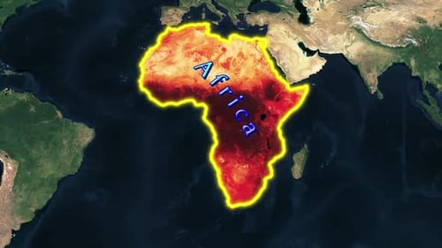 Animated Africa Map Reveal with Fiery Gradient and Neon Outline