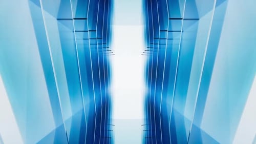 Blue neon tunnel and light background, abstract and technology concept, 3d rendering.