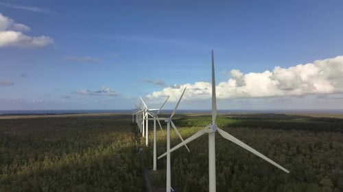 Wind Turbines Generate Energy On The Island