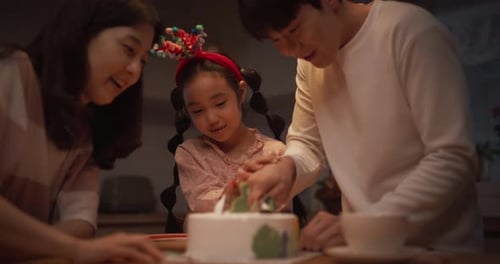 Joyful Family Celebrates Birthday at Home With Cake