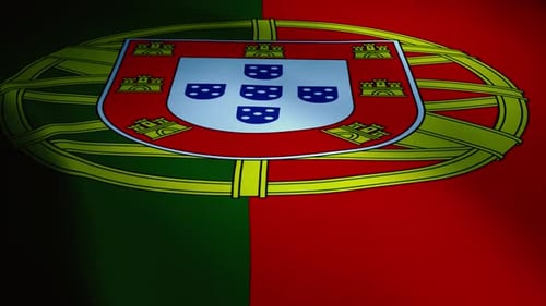 Realistic Waving Flag of Portugal with Dramatic Lighting