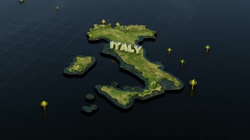 3D Italy Map Animation with Location Pins