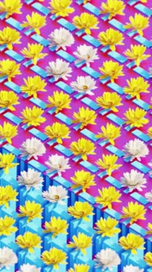 Abstract Geometric Scrolling Pattern of 3D Flowers