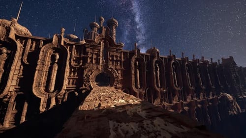 A Very Tall Building with a Lot of Stars in the Sky