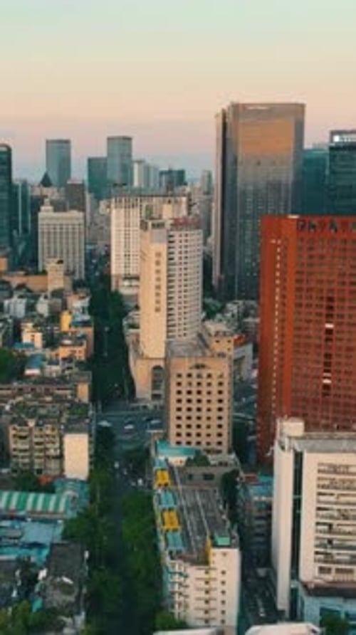 Vertical View Of Chengdu Cityscape in China