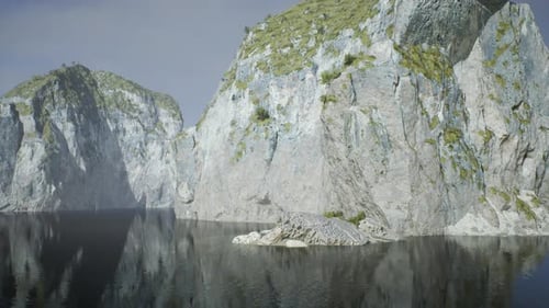 Limestone Cliff Details Eroded Limestone Formation with Mossy Textures