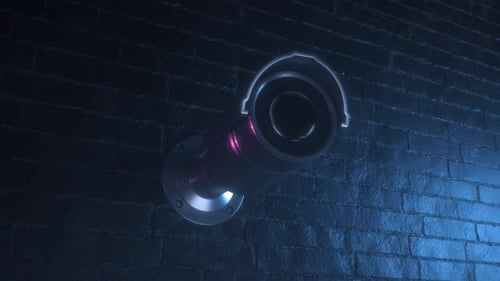 Security Camera Turning On With Glowing Lens Animation