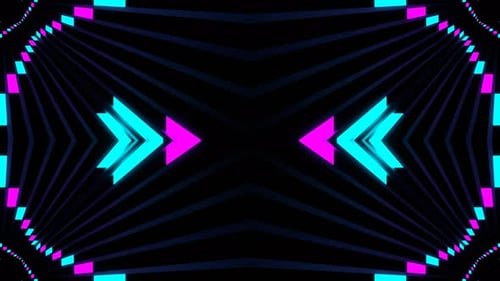 Cyan And Pink Neon Line Move On Square Kaleidoscope Background Vj Loop In 4K
