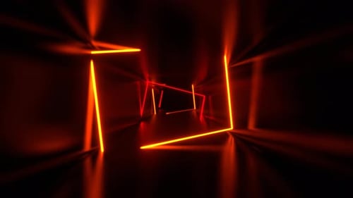 Red And Orange Fantasy Tunnel Of Neon Sections Background VJ Loop In 4K