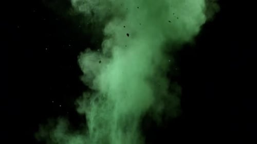 Collider Collection: Green colored powder with the upward explosion effect on a black background
