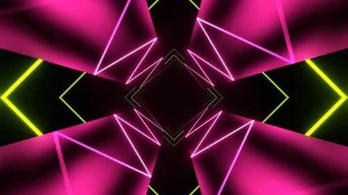 Pink And Lime Neon Light Moving Tunnel Background Vj Loop In 4K