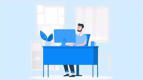 Employé de bureau tapant le mot clé 4K