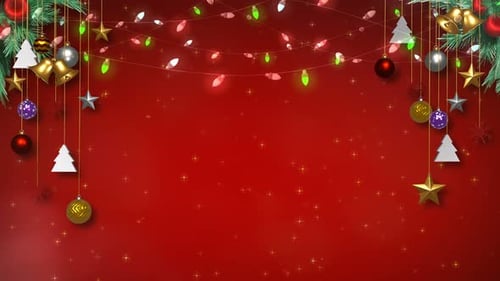 Animated Christmas Holiday Decorations with Twinkling Lights Background
