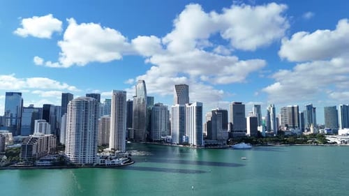 Drone Video of the Ocean and Luxury Buildings in Miami Florida High Quality Video