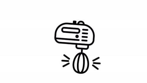 Animated Line Art Hand Mixer Icon for Culinary Content