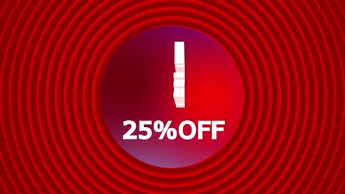 Dynamic Flash Sale Text Reveal with Concentric Red Circles