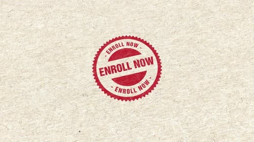 Red Enroll Now Text Seal Stamp Reveal Animation