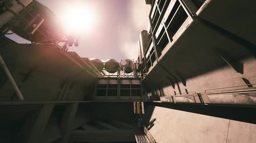 Unique Perspective of Industrial Architecture Under Bright Sunlight