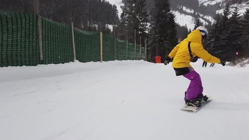 Girl snowboarder