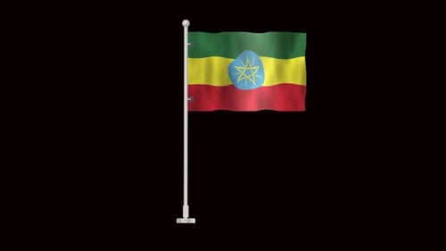 Realistic Waving Flag of Ethiopia Animation