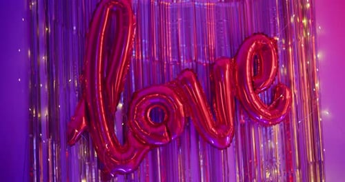 Love Balloons in Shimmering Pink and Purple Light