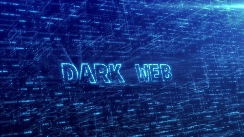 Dark Web Concept Over Blue Futuristic Technology Network with Digital Cyberspace Background