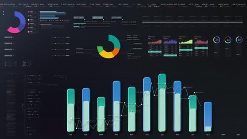 Futuristic Corporate Data Analysis Dashboard HUD Animation
