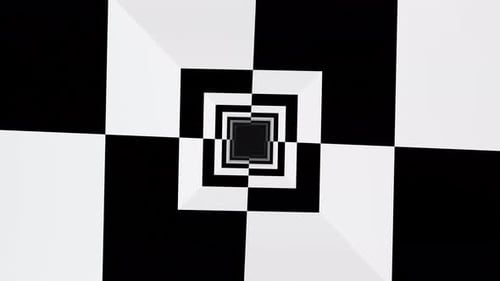 Black and White Square Hypnotic Optical Illusion Tunnel Loop Animation