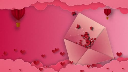 Animated Love Background with Floating Hearts and Envelope