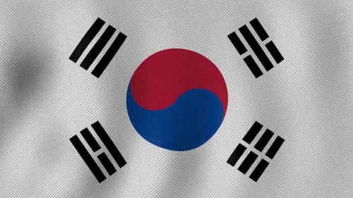 Waving South Korean Flag Seamless Loop Background