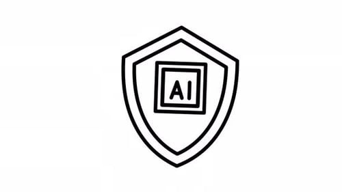 AI Security Chip Shield Line Icon Animation