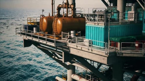Oil Rig Platform on Ocean