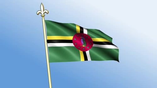 Dominica National Flag Waving in Realistic 3D Animation