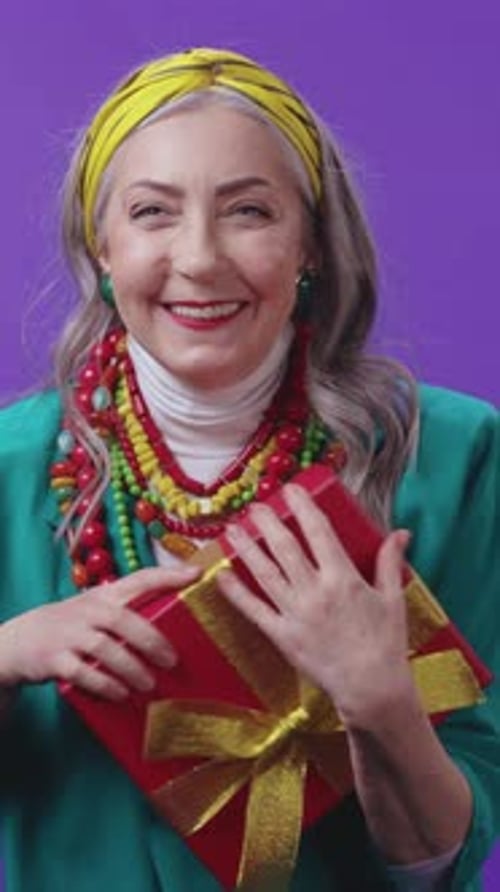 A Stylish Woman Dressed in a Vibrant Outfit Complete with Colorful and Bold Accessories